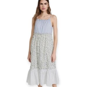 Rails Dora Floral gingham cotton midi dress size medium